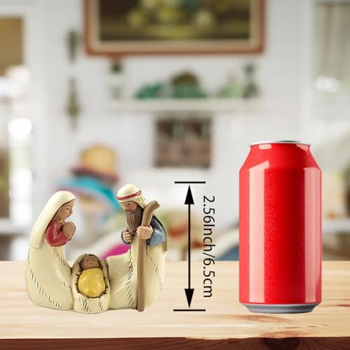 Miniature Holy Family Nativity Figurine - Resin Stone Christmas Tabletop Decor