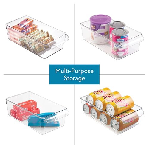 iDesign Fridge Storage Bin with Handle - Fridge Tray for Meats and Cheeses - Set of 4 - Clear