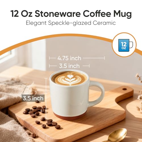 Speckled Multicolor Ceramic Coffee Mug Set of 4, 12oz Modern Farmhouse Cups