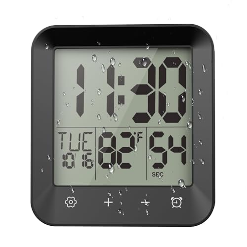 Waterproof Digital Shower Clock with Timer, Temperature, and Suction Cup