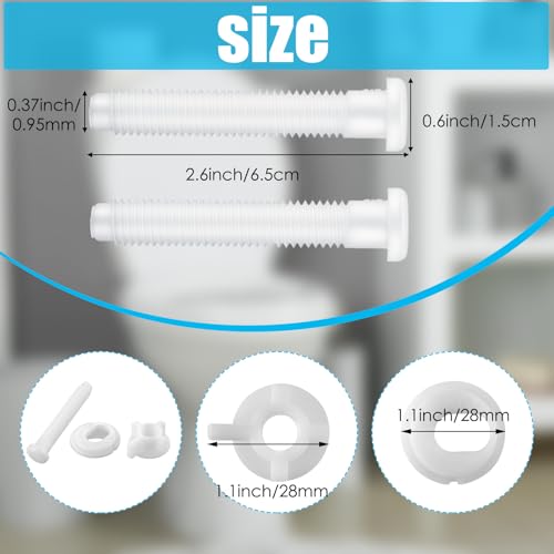 Toilet Seat Replacement Bolt and Nut Kit - 2 Pack Durable Plastic Hardware