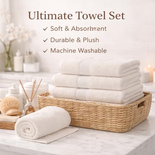 6 Pack Cotton Hair Towels - 20"x38" Quick-Dry Absorbent Towels for Hair