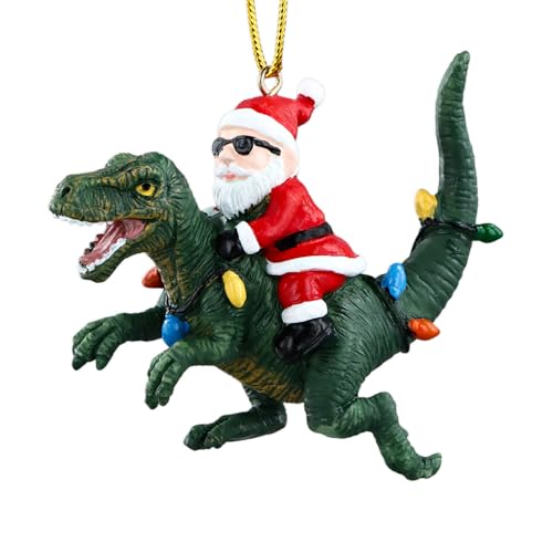FaCraft B Santa on Dinosaur Christmas Ornament Funny Resin 3D Holiday Decor