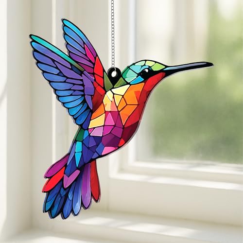 Rainbow Hummingbird Christmas Ornament - Hanging Tree Decor by Sensemory