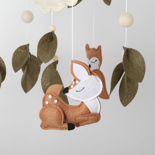 Handmade Woodland Animal Baby Mobile - Felt Squirrel Owl Deer Nursery Decor