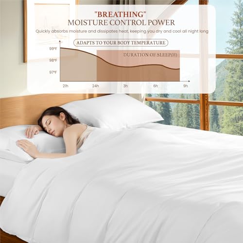 Luxury 100% Cotton King Duvet Cover Set, 1200 Thread Count, White