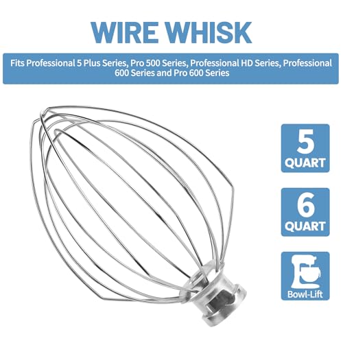 6-Quart Stainless Steel Wire Whisk Attachment for Bowl-Lift Stand Mixers