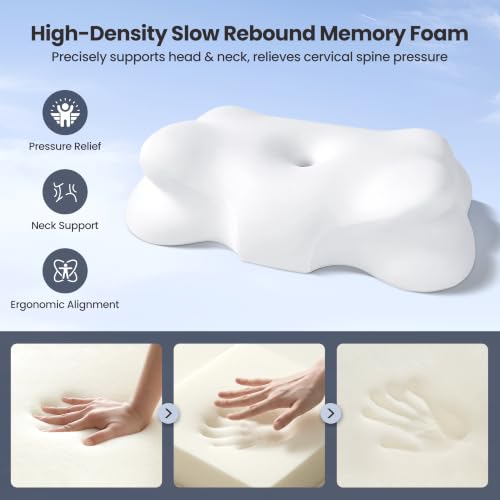 Cooling Memory Foam Cervical Neck Pillow for Sleep - Dual-Height Design