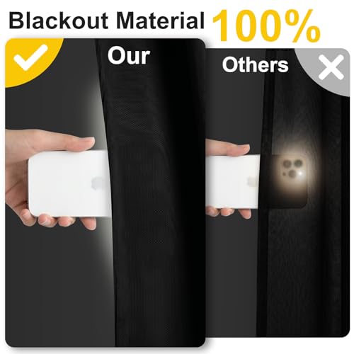 100% Blackout Portable Curtains - No-Drill, Customizable Size (57" W x 118" H)