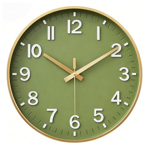 8-Inch Silent Wall Clock, Non-Ticking Modern Round Clock with 3D Numbers