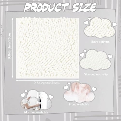 10-Inch White Locker Rug, Anti-Slip Fluffy Chenille Carpet for School Lockers