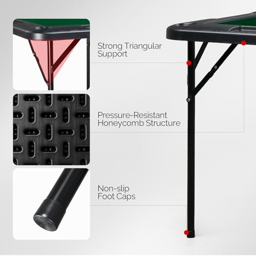 35" Foldable Mahjong Table, Portable 4 Player Game Table with Cup Holders
