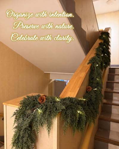 Glasaort 18Ft Christmas Cedar Garland, Faux Pine for Mantle & Staircase