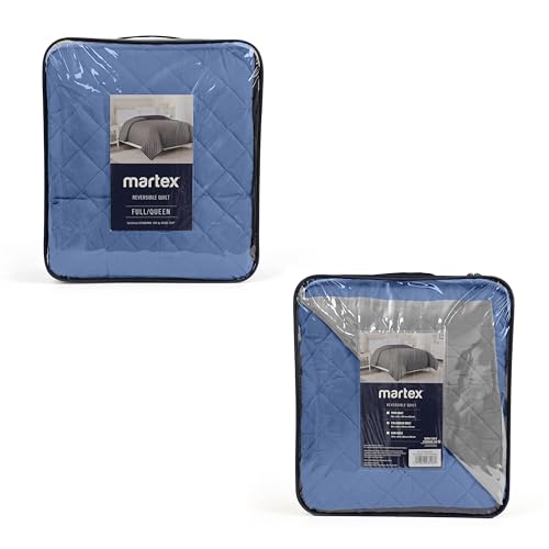 Lightweight Reversible Coverlet for Full Queen Bed - Ceil Blue/Grey