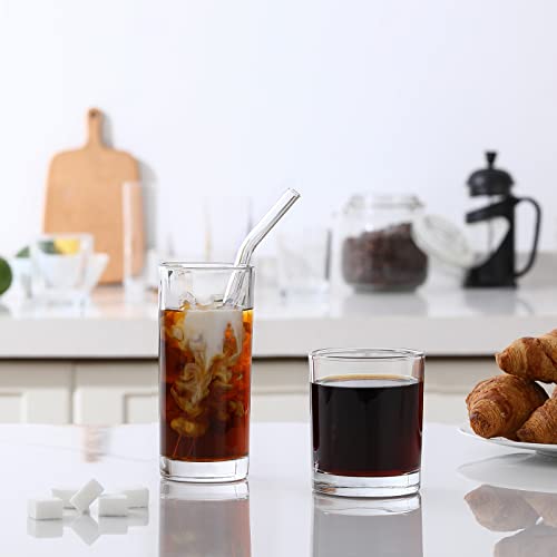 12-Piece Glassware Set: Highball and Rock Drinking Glasses with Straws