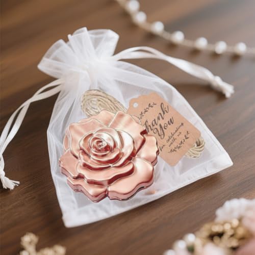 Rose Shaped Compact Mirror Set - 2 Pcs Rose Gold Pocket Mirrors for Favors