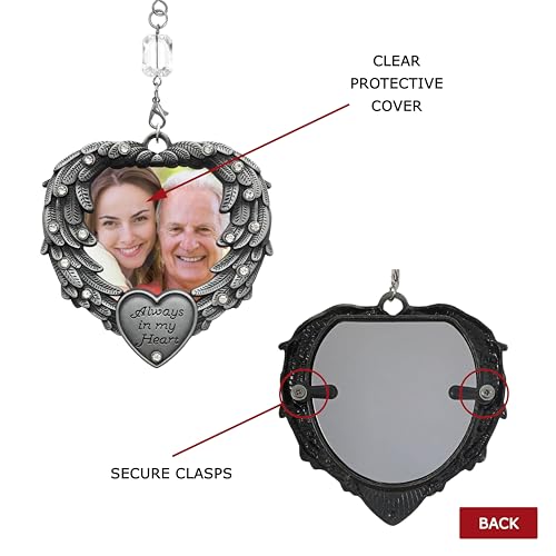 Memory Photo Ornaments 2 Pack - Angel Wings Memorial Christmas Keepsake - Personalised Sympathy Gift - 3.25" x 3.25"