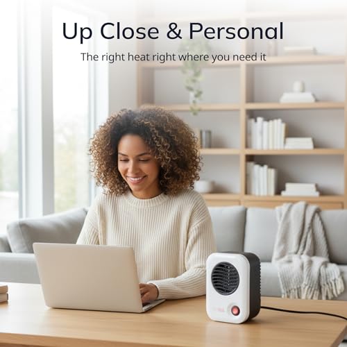 Compact Personal Space Heater White Mini Desktop Electric Heater