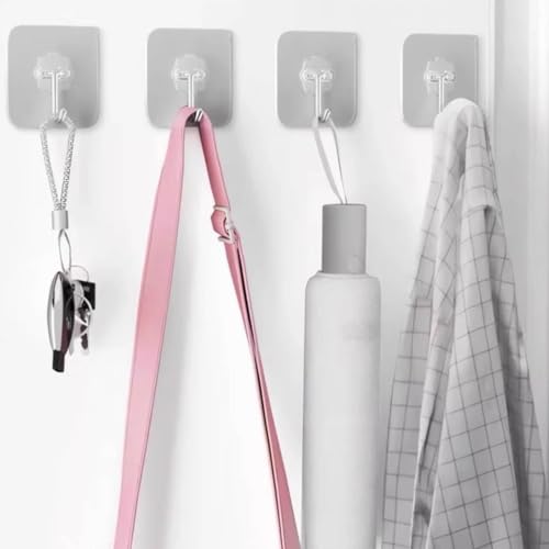 DDMY Heavy Duty Adhesive Wall Hooks 50lb Transparent Sticky Hooks 10 Pack