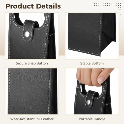 12 Pack PU Leather Wine Gift Bags Reusable Single Bottle Carrier with Handle & Closure