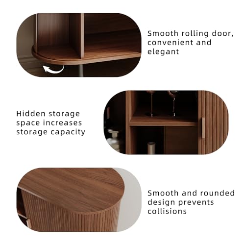 40" Fluted Sideboard Buffet Cabinet with Sliding Door and Adjustable Shelf