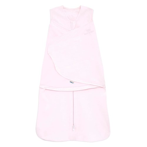 HALO 100% Cotton Sleepsack Swaddle - 3-Way Adjustable Wearable Blanket, Soft Pink, Newborn (0-3 Months)