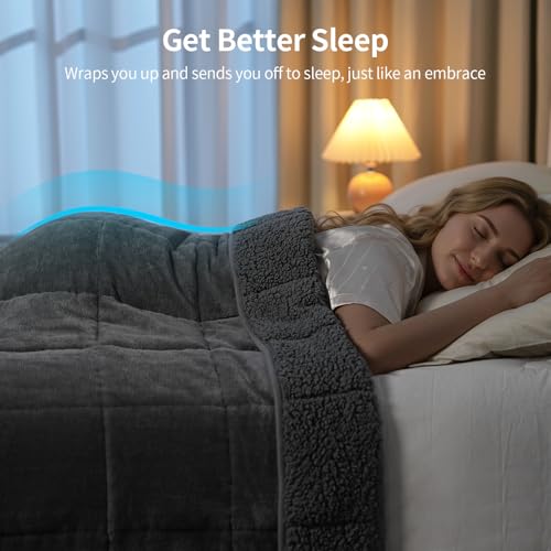 Weighted Blanket for Adults 15 lbs Queen Size 60x80 Plush Sherpa Throw