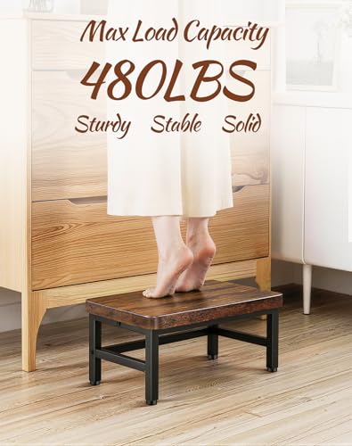 Heavy-Duty Wooden Step Stool for Adults & Kids - 480 lbs Capacity