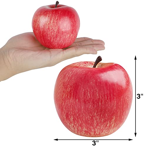 Set of 12 Realistic Artificial Red Apples for Home Decor