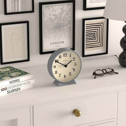 Modern Round Mantel Clock - French Navy Desk and Shelf Clock