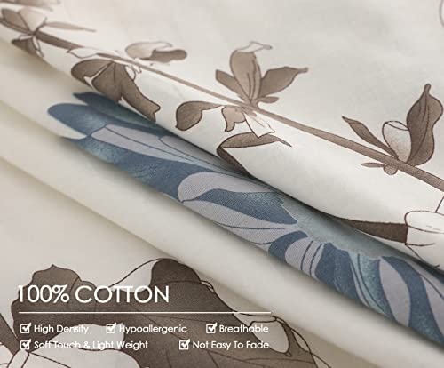 Twin Size Duvet Cover Set, 600 Thread Count Cotton, Reversible Floral Design