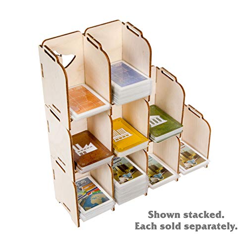 Mini Card Holder with 4 Stackable Trays for Mini-Sized Game Cards - Wooden Organizer