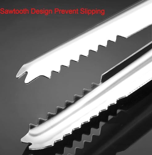 YIKANGHENG 5-Inch Stainless Steel Ice & Sugar Tongs - 10 Pcs for Bar & Party