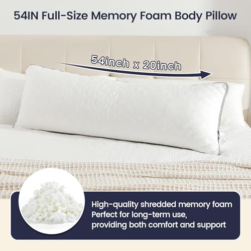 Extra-Firm Shredded Memory Foam Body Pillow, 20 x 54 Inches