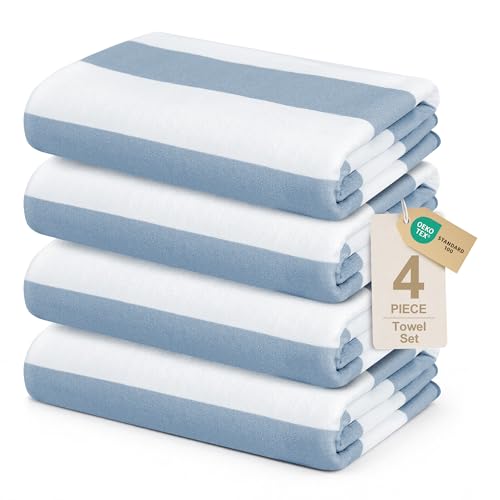 4-Pack Striped Microfiber Beach Towels, 30" x 60" Sand-Free Quick-Dry Towels