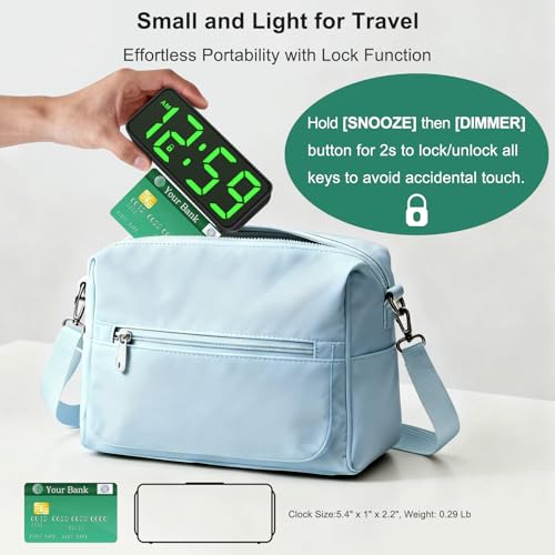 Small Slim Digital Alarm Clock - Battery Operated Portable Travel & Desk Clock