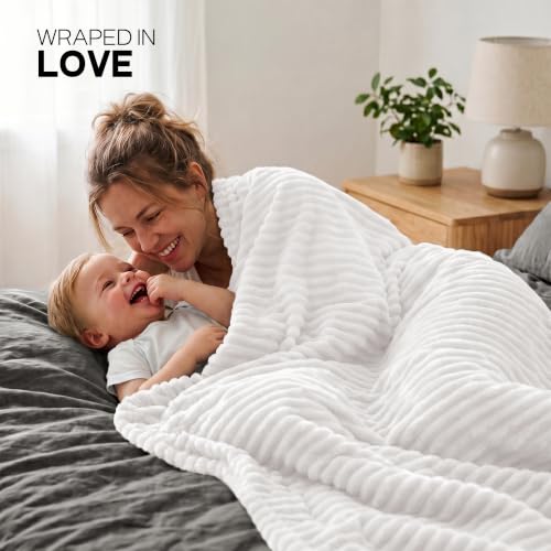 Striped Fleece Throw Blanket, Soft Plush Microfiber Blanket 50x60 Inches