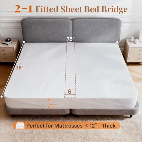 2-in-1 Bed Bridge Twin to King Gap Filler with Built-in Fitted Sheet