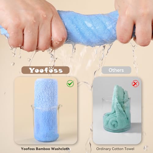 10-Pack Bamboo Rayon Washcloths, Ultra-Soft Absorbent Face Cloths 10x10