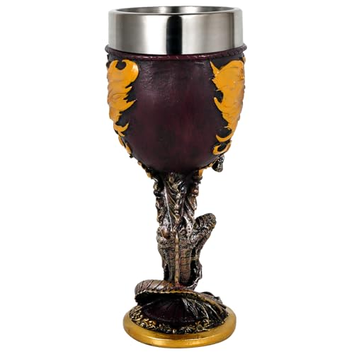 Medieval Flame Dragon Wine Goblet - 7oz Stainless Steel Fantasy Chalice