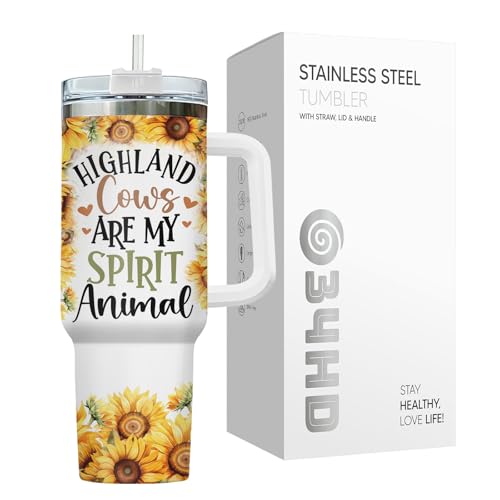 34HD Highland Cow Are My Spirit Animal 40 oz Tumbler with Handle - Mom Gift