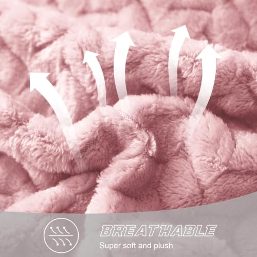 Exclusivo Mezcla Pink Fleece Throw Blanket for Couch - 50x70 Leaf Pattern
