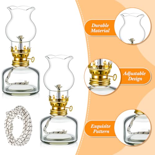 Vintage Glass Kerosene Oil Lamp Set of 2 - Indoor Chamber Lanterns