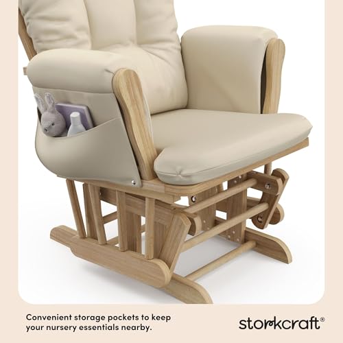 Nursery Glider Rocking Chair and Ottoman Set with Storage Pockets