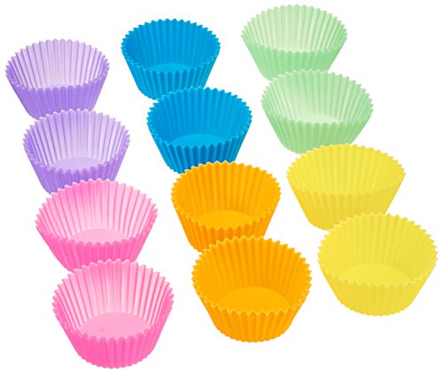 Reusable Silicone Baking Cups - 12-Pack Non-Stick Muffin Liners