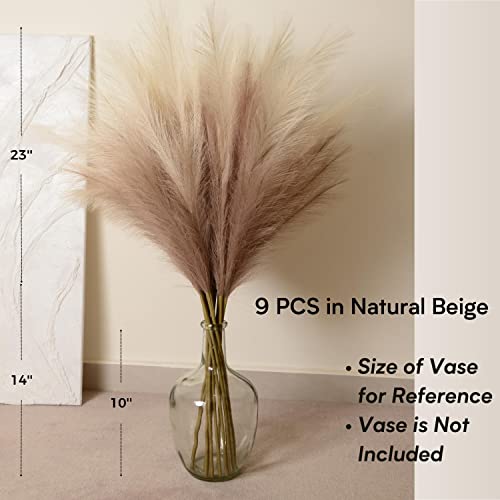 9 PCS 37-Inch Tall Faux Pampas Grass, Fluffy Artificial Floral Stems