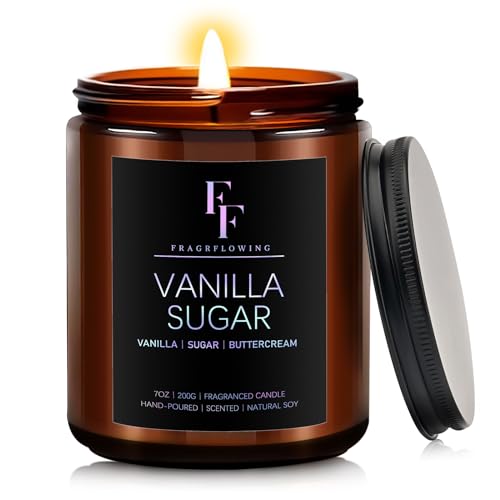 Vanilla Sugar Scented Candle - 7 oz Natural Soy Wax Aromatherapy Jar Candle