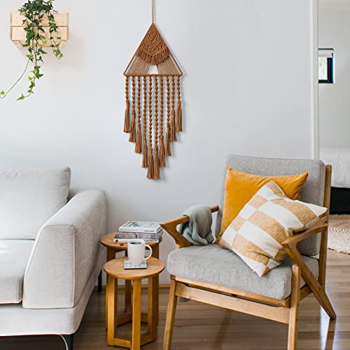 Triangle Macrame Wall Hanging - Bohemian Woven Cotton Tassel Wall Decor