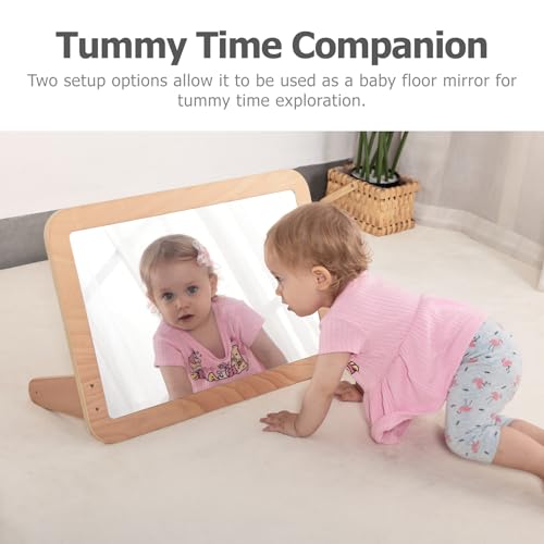 2-in-1 Montessori Sensory Mirror with Pull-Up Bar for Infants
