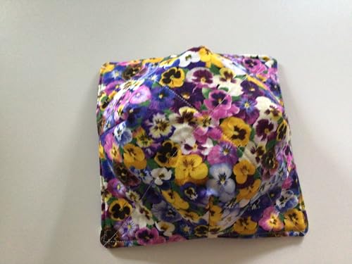 10-Inch Handmade Microwave Bowl Cozy, Colorful Pansy Cotton Potholder